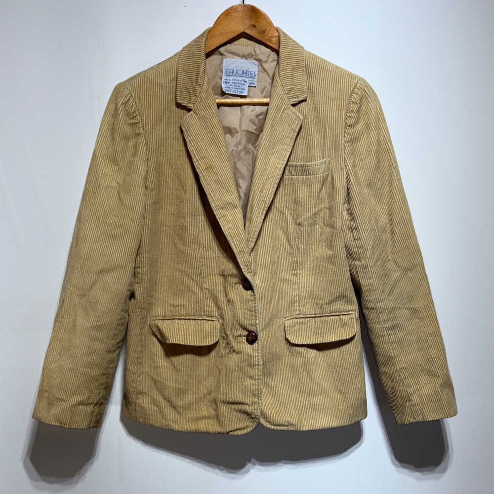 Favorites Vintage 1980's Tan Corduroy Blazer Woman's Size 9/10